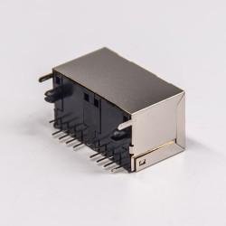 PCB Mount RJ45 Socket Ethernet Connector Straight Double Row 8P8C 1x2 Port Shielded Without LED