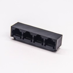 Port RJ45 4 Port Types 90 Degree Plastic Black Unshielded without LED 20pcs