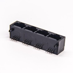 Port RJ45 4 Port Types 90 Degree Plastic Black Unshielded without LED 20pcs