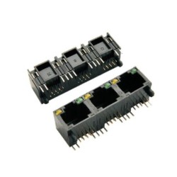 RJ45 1*3 Connector Jack with Led All Plastics 8P8C Unshield Network Socket