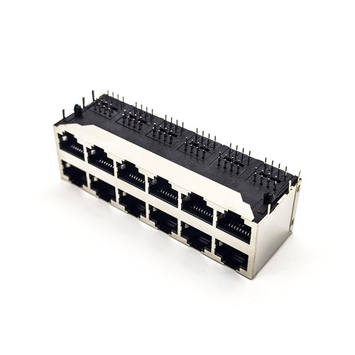 RJ45 12 Port Connector 2*6 Female Double Row R/A with Shield Without LED for PCB RJ45 12 Port Connector 2*6 Female Double Row R/A with Shield Without LED for PCB