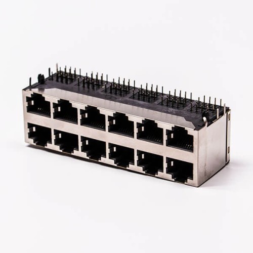 RJ45 12 Port Connector 2*6 Female Double Row R/A with Shield Without LED for PCB RJ45 12 Port Connector 2*6 Female Double Row R/A with Shield Without LED for PCB