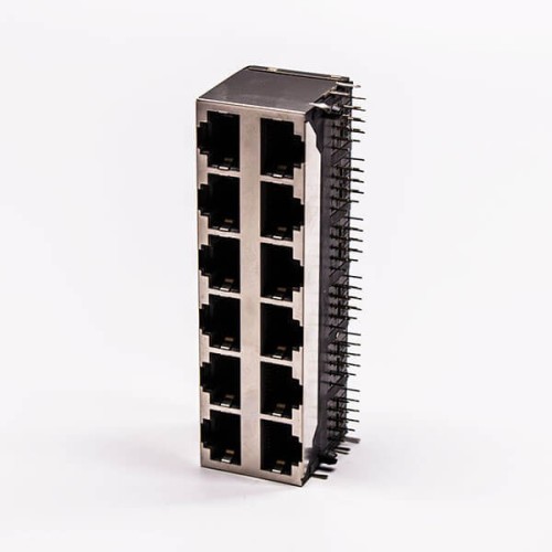 RJ45 12 Port Connector 2*6 Female Double Row R/A with Shield Without LED for PCB RJ45 12 Port Connector 2*6 Female Double Row R/A with Shield Without LED for PCB