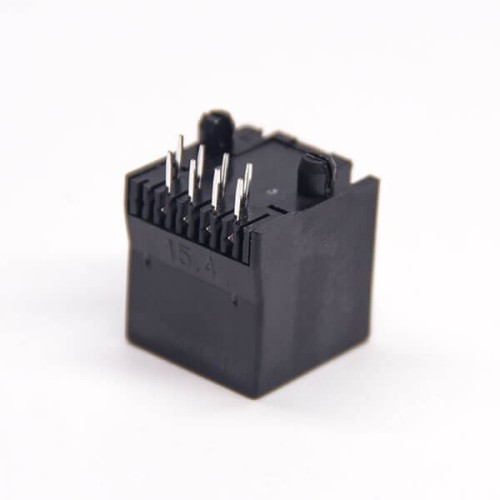 RJ45 180 Degree Couple Black Plastic Unshielded Jack without LED PCB Mount RJ45 180 Degree Couple Black Plastic Unshielded Jack without LED PCB Mount