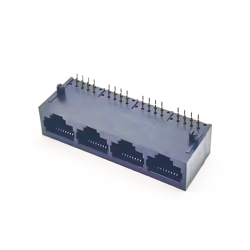 RJ45 1x4 Connector Female 90 Degree Unshield without Led Black