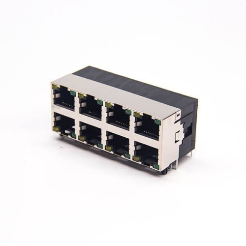 RJ45 2x4 90 Degree Modular Ethernet Network Connector with LED Through Hole RJ45 2x4 90 Degree Modular Ethernet Network Connector with LED Through Hole