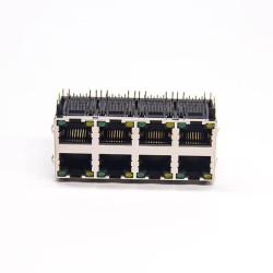 RJ45 2x4 90 Degree Modular Ethernet Network Connector with LED Through Hole
