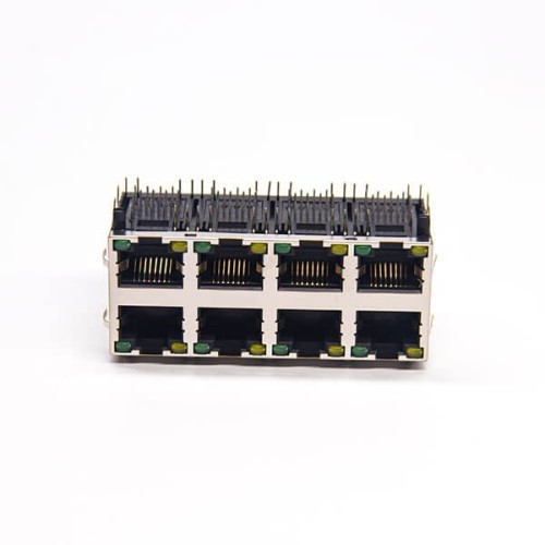 RJ45 2x4 90 Degree Modular Ethernet Network Connector with LED Through Hole RJ45 2x4 90 Degree Modular Ethernet Network Connector with LED Through Hole