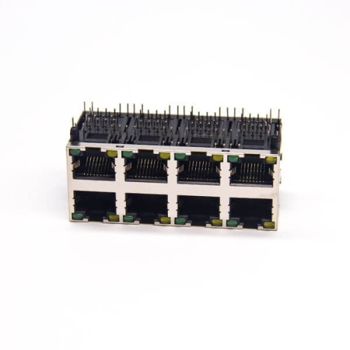 RJ45 2x4 90 Degree Modular Ethernet Network Connector with LED Through Hole RJ45 2x4 90 Degree Modular Ethernet Network Connector with LED Through Hole