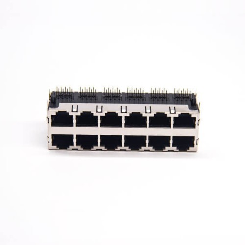 RJ45 2x6 Jack Modular Erhernet Network Connector Shielded Through Hole 90 Degree RJ45 2x6 Jack Modular Erhernet Network Connector Shielded Through Hole 90 Degree