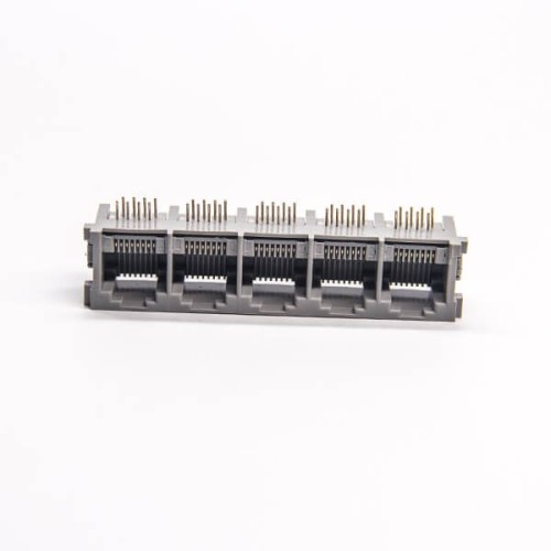 RJ45 5 Port 8P8C Jack 1x5 Right Angled Through Hole Without LED RJ45 5 Port 8P8C Jack 1x5 Right Angled Through Hole Without LED