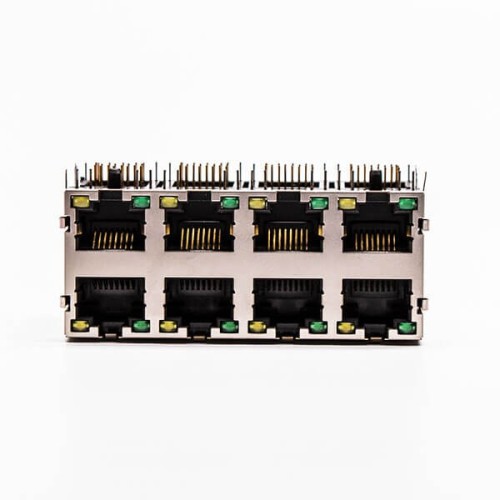 RJ45 8 Pin Connector Female R/A 8 Port Gold Plated with Shield and LED for PCB RJ45 8 Pin Connector Female R/A 8 Port Gold Plated with Shield and LED for PCB