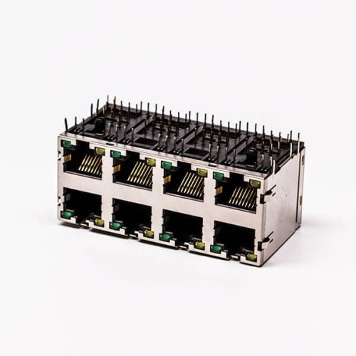 RJ45 8 Pin Connector Female R/A 8 Port Gold Plated with Shield and LED for PCB 20pcs RJ45 8 Pin Connector Female R/A 8 Port Gold Plated with Shield and LED for PCB 20pcs
