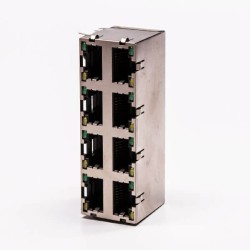 RJ45 8 Pin Connector Female R/A 8 Port Gold Plated with Shield and LED for PCB 20pcs