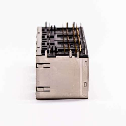 RJ45 8 Pin Connector Female R/A 8 Port Gold Plated with Shield and LED for PCB RJ45 8 Pin Connector Female R/A 8 Port Gold Plated with Shield and LED for PCB
