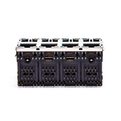 RJ45 8 Pin Connector Female R/A 8 Port Gold Plated with Shield and LED for PCB RJ45 8 Pin Connector Female R/A 8 Port Gold Plated with Shield and LED for PCB
