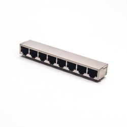 RJ45 8 Port Connector Shielded Jack 8p8c 90 Degree for PCB Mount
