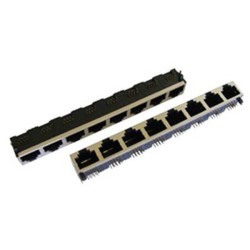 RJ45 8 Port Connectors 1X8 Ganged Without LEDs Female Unshield