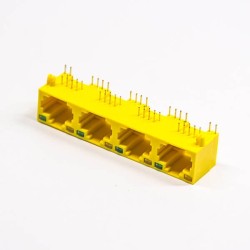 RJ45 8P8C Connectors with leds Yellew unshieled Muti-port 1×4