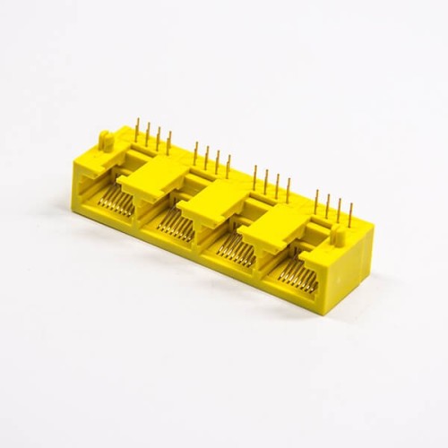 RJ45 8P8C Connectors with leds Yellew unshieled Muti-port 1×4 RJ45 8P8C Connectors with leds Yellew unshieled Muti-port 1×4