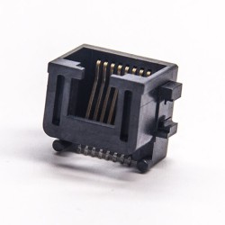RJ45 8p8c Jack Black Offset Type Right Angled Unshielded RJ45 Jack SMT