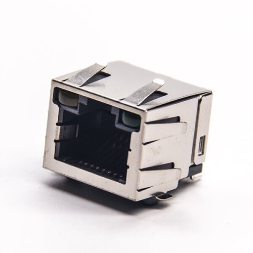 RJ45 8p8c Jack Connector SMT PCB Mount with LED Shielded RJ45 with EMI RJ45 8p8c Jack Connector SMT PCB Mount with LED Shielded RJ45 with EMI