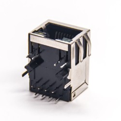 RJ45 8p8c LED 90 Degree DIP Type for PCB Mount with EMI Modular Connector 20pcs