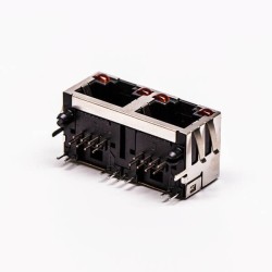 RJ45 Cconnector Jack 90 Degree 2 Port with Shield and with LED for PCB