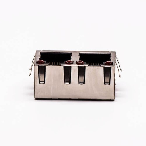 RJ45 Cconnector Jack 90 Degree 2 Port with Shield and with LED for PCB RJ45 Cconnector Jack 90 Degree 2 Port with Shield and with LED for PCB
