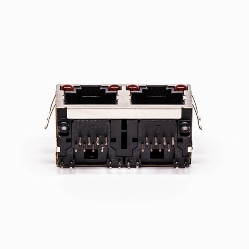 RJ45 Cconnector Jack 90 Degree 2 Port with Shield and with LED for PCB RJ45 Cconnector Jack 90 Degree 2 Port with Shield and with LED for PCB