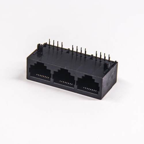 RJ45 Connector Female 1x3 Modular Unshielded Connector Through Hole PCB Mount RJ45 Connector Female 1x3 Modular Unshielded Connector Through Hole PCB Mount