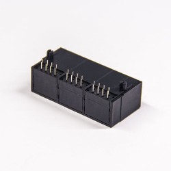 RJ45 Connector Female 1x3 Modular Unshielded Connector Through Hole PCB Mount