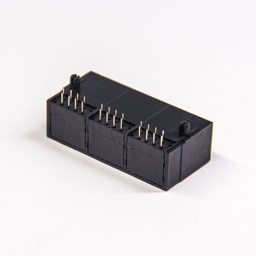 RJ45 Connector Female 1x3 Modular Unshielded Connector Through Hole PCB Mount RJ45 Connector Female 1x3 Modular Unshielded Connector Through Hole PCB Mount