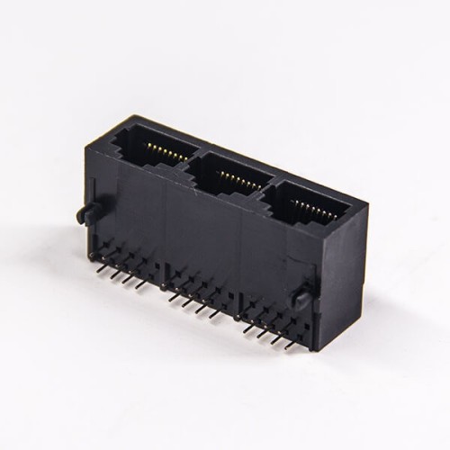 RJ45 Connector Female 1x3 Modular Unshielded Connector Through Hole PCB Mount RJ45 Connector Female 1x3 Modular Unshielded Connector Through Hole PCB Mount