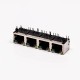 RJ45 Connector Female 4 Port 90° Straight 8P with Shield With LED for PCB RJ45 Connector Female 4 Port 90° Straight 8P with Shield With LED for PCB