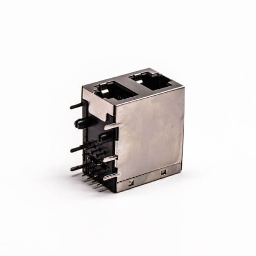 RJ45 Connector PCB 2 Port R/A Double Row with Shield and Without LED 20pcs RJ45 Connector PCB 2 Port R/A Double Row with Shield and Without LED 20pcs