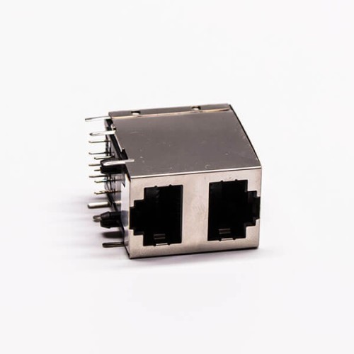 RJ45 Connector PCB 2 Port R/A Double Row with Shield and Without LED 20pcs RJ45 Connector PCB 2 Port R/A Double Row with Shield and Without LED 20pcs
