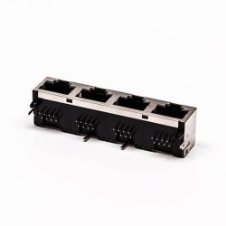 RJ45 Connector Shielded Female 8P 1*4 180 Degree Without LED for PCB