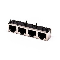 RJ45 Connector Shielded Female 8P 1*4 180 Degree Without LED for PCB 20pcs