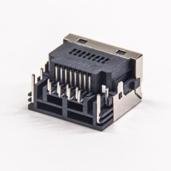 RJ45 Connector With LED Angled DIP Type Shielded