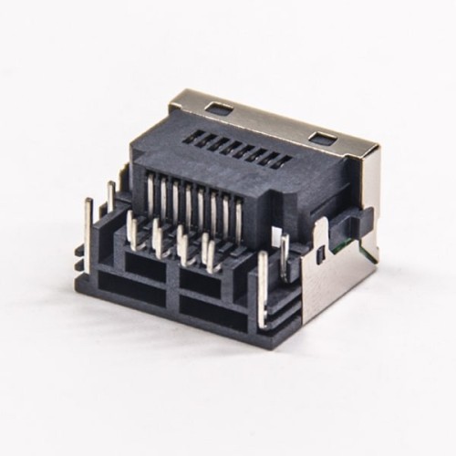 RJ45 Connector With LED Angled DIP Type Shielded RJ45 Connector With LED Angled DIP Type Shielded