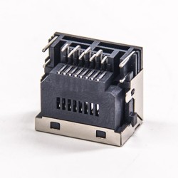 RJ45 Connector With LED Angled DIP Type Shielded