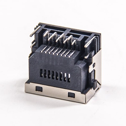 RJ45 Connector With LED Angled DIP Type Shielded RJ45 Connector With LED Angled DIP Type Shielded