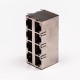RJ45 Double Female Connector 8 Port 2*4 without LED and with Shield for PCB RJ45 Double Female Connector 8 Port 2*4 without LED and with Shield for PCB