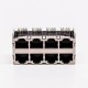 RJ45 Double Female Connector 8 Port 2*4 without LED and with Shield for PCB RJ45 Double Female Connector 8 Port 2*4 without LED and with Shield for PCB