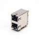 RJ45 Double Socket Stacked Type Shielded Jack 90 Degree Through Hole with LED RJ45 Double Socket Stacked Type Shielded Jack 90 Degree Through Hole with LED