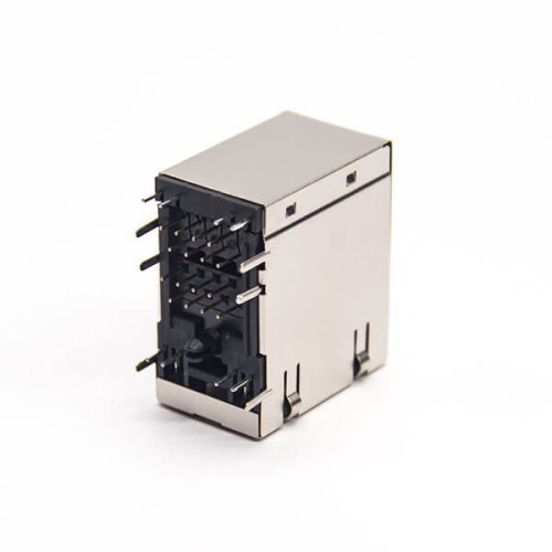 RJ45 Double Socket Stacked Type Shielded Jack 90 Degree Through Hole with LED RJ45 Double Socket Stacked Type Shielded Jack 90 Degree Through Hole with LED