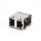 RJ45 Double Socket Stacked Type Shielded Jack 90 Degree Through Hole with LED RJ45 Double Socket Stacked Type Shielded Jack 90 Degree Through Hole with LED