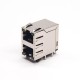 RJ45 Dual Jack Right Angled Shielded Connector Through Hole with LED RJ45 Dual Jack Right Angled Shielded Connector Through Hole with LED