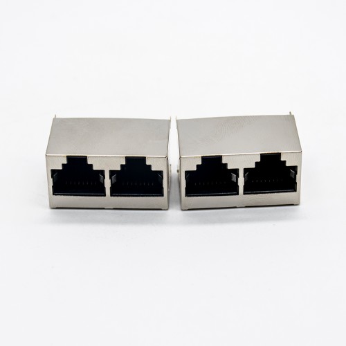 RJ45 Dual Port 1*2 Straight Through Hole for PCB Mount RJ45 Dual Port 1*2 Straight Through Hole for PCB Mount